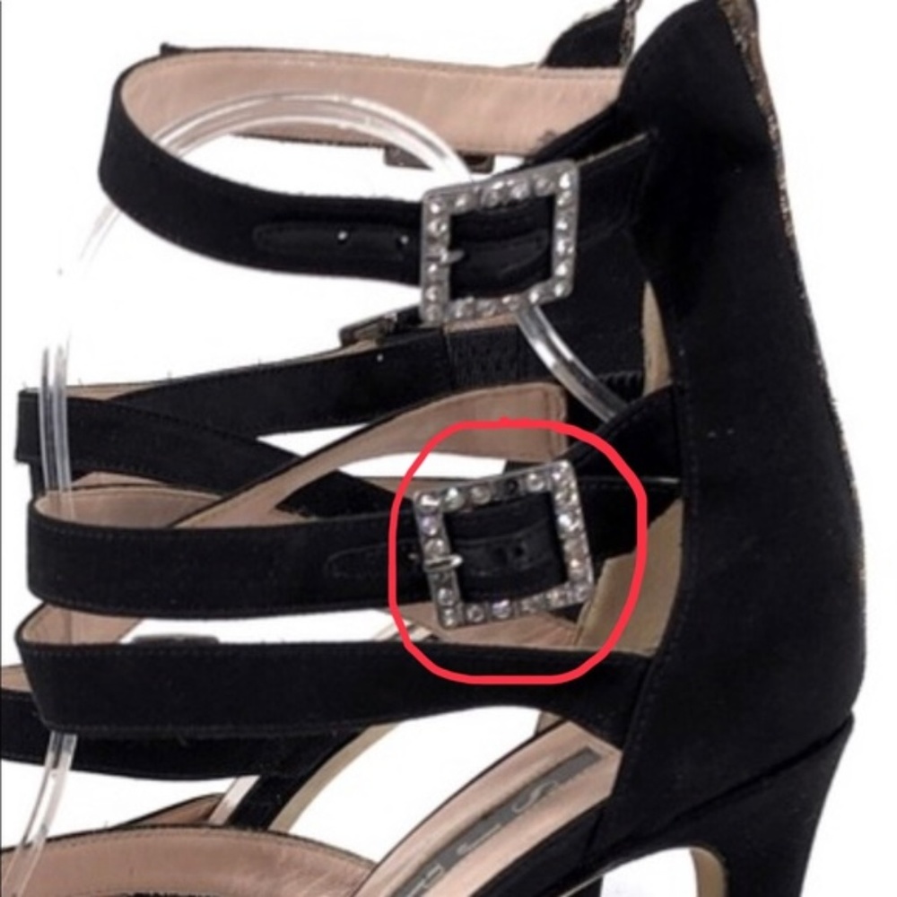 SJP Fugue Rhinestone Satin Strappy Heeled Sandals - Picture 8 of 8